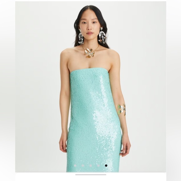 Tory Burch Sequin Mesh Strapless Dress - Picture 2 of 11